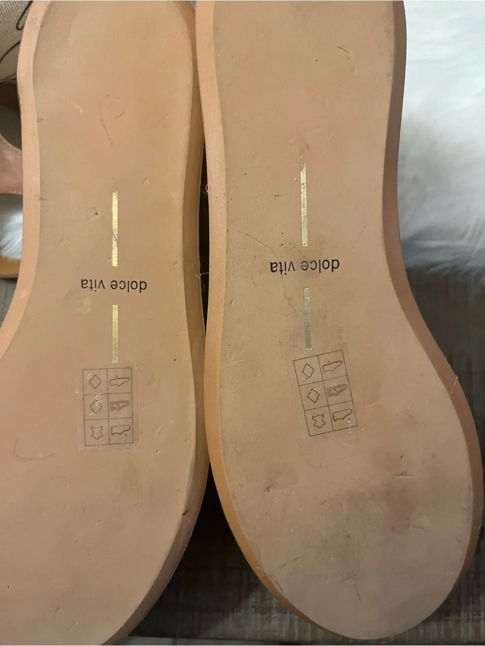 Dolce Vita beige Leather Espadrille Wedge Sandals with Ankle Buckle